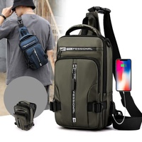 Black Compact Multi-Function Nylon Chest Bag - Stylish and Practical thumbnail