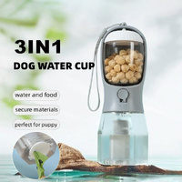 Green 3-in-1 Portable Pet Water Bottle with Food Storage and Waste Bag Dispenser - 300mL Capacity thumbnail