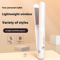 Pink Portable Wireless Hair Straightener with Adjustable Temperature - USB Type-C Charging, Lightweight Design thumbnail