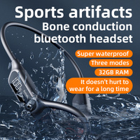 White Waterproof Bone Conduction Bluetooth Headset - 32GB Memory, Lightweight & Durable for Sports thumbnail