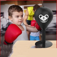 Adjustable Desktop Punching Speed Ball - Durable PU Leather, Stable Base (Bear pattern and Boxing gloves not included) thumbnail