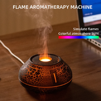 Flame Mountain Aroma Diffuser - 7-Color LED Light, 130ml Capacity, Ultrasonic Mist Maker for Home or Office, Cracked Black thumbnail
