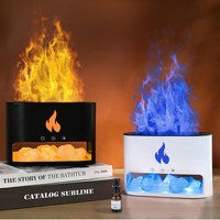 Black Himalayan Salt Flame Aroma Diffuser - 250ml Ultrasonic Humidifier with 7-Color LED Light for Relaxation and Decor thumbnail