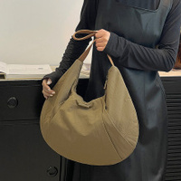 Green Waterproof Nylon Lightweight Tote Shoulder Bag - Stylish and Spacious for Daily Commute and Outdoor Activities thumbnail