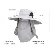 Dark Gray Outdoor UV Protection Sun Hat with Detachable Face and Neck Flap - Wide Brim, Breathable, and Lightweight thumbnail