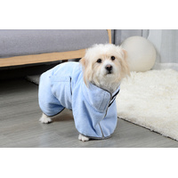 2PCS/S Size Blue Soft and Absorbent Dog Bathrobe Towel - Cozy Pet Drying Wrap for Small to Medium Dogs thumbnail