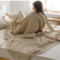 Cotton Waffle Blanket - Air Conditioning Blanket/Throw/Summer Quilt, 100*152cm,Bean Paste Color thumbnail