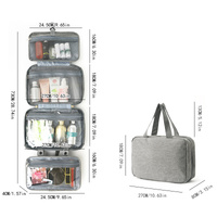 Blue Multipurpose Portable Travel Toiletry Bag - Waterproof Cosmetic Organizer with Zipper thumbnail