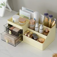 Yellow Drawer-Style Cosmetic Organizer - Multifunctional Jewelry Storage Box for Desk - Minimalist Desk Organizer for Students thumbnail