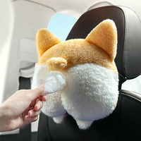 2PCS Cute Dog-Shaped Tissue Box - Plush Tissue Holder for Car and Home Use thumbnail