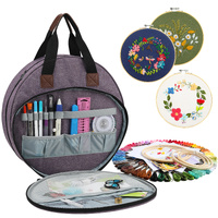 Grey Multi-Pocket Embroidery Storage Bag - Oxford Cloth Handbag Organizer for Cross-Stitch and Thread Storage thumbnail