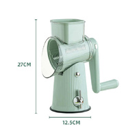 Green 10-in-1 Manual Vegetable Slicer with Interchangeable Blades - Multifunctional Rotary Grater and Shredder for Kitchen Use thumbnail