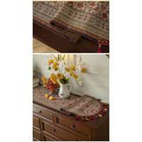 Red Vintage Bohemian Tassel Table Runner - 40x180cm Decorative Linen thumbnail