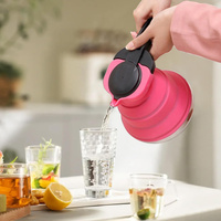 Rose Red 304 Stainless Steel Collapsible Silicone Tea Kettle - Portable and Heat-Resistant Design thumbnail