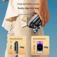 Black Portable Selfie Stick Tripod with Bluetooth Remote - Compact and Adjustable thumbnail