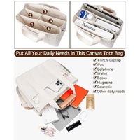 White Multi-Functional Canvas Tote Bag with Adjustable Strap - Spacious and Durable thumbnail