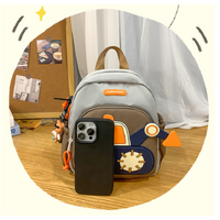 Grey-brown Kids' Cartoon Backpack - Adorable Excavator Design with Spacious Compartments thumbnail
