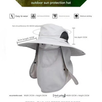 Light Grey Outdoor Sun Protection Hat with Detachable Face and Neck Flap - UPF 50+ thumbnail