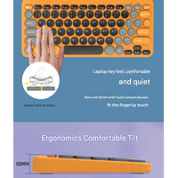 Purple Wireless Retro Keyboard and Mouse Set - Compact and Colorful Design thumbnail