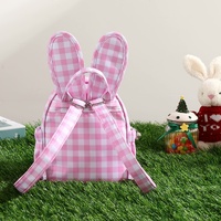 Purple Kids Bunny Ear Gingham Backpack - Cute Mini Bag for Girls thumbnail