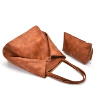 Brownish Classic Large PU Leather Tote Bag with Inner Pouch - Elegant and Functional thumbnail