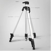 Silver Lightweight Adjustable Aluminum Camera Tripod with Carry Bag - Professional Photography Stand thumbnail