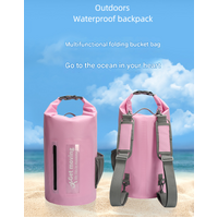 Pink 10L Multifunctional Waterproof Dry Bag Backpack - Roll-Top Outdoor Bag for Water Sports and Travel thumbnail