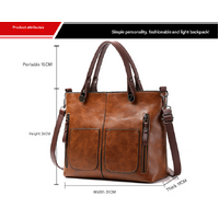 Brown Women's Classic PU Leather Tote Bag with Double Handles - Multi-Pocket Shoulder Bag in Black thumbnail