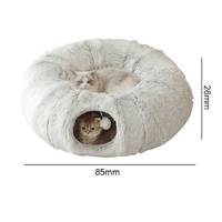 Rainbow Luxury Plush Cat Bed with Hidden Tunnel - Soft Round Pet Bed for Cats and Small Dogs thumbnail