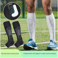 L White A pair Compression Sports Calf Sleeves with Silicone Shock Absorption - Protective Leg Support for Running and Training thumbnail