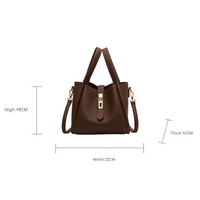 Beige Elegant Leather Shoulder Bag - Compact Handbag with Adjustable Strap thumbnail
