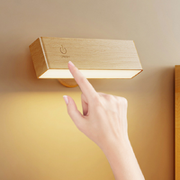 Yellow Touch-Control Dimmable Wooden LED Wall Light - Minimalist Design thumbnail