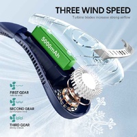 Dark Blue Rechargeable 5000mAh Portable Neck Fan with 3-Speed Settings thumbnail