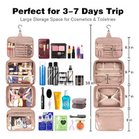 Pink Multifunctional Travel Toiletry Organizer with Hanger and Large Storage Capacity thumbnail