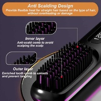 Black Portable Electric Hair Straightening Brush thumbnail