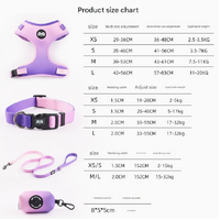 S Purple-pink Adjustable Soft Pet Harness with Leash & Poop Bag Dispenser thumbnail