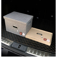 Beige Storage Fabric Bin with Lid - Compact and Stylish for Organizing Your Home thumbnail