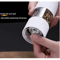 White Elegant Red Electric Salt and Pepper Grinder - Modern and Compact for Effortless Seasoning thumbnail