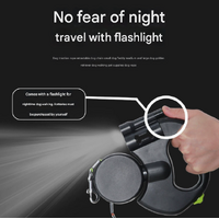 Red Replaceable Battery Dog Leash with Flashlight - Ideal for Night Walks, Suitable for Small to Large Breeds thumbnail