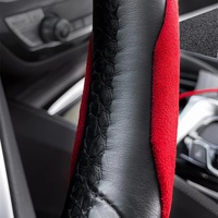 2 PCS Red Steering Wheel Cover - Soft and Comfortable, Fits 38cm Diameter Steering Wheels thumbnail