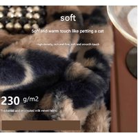 Grey leopard-print Luxury Winter Faux Rabbit Fur Bedding Set - 4-Piece Melange Style Plush Set for 1.8m Beds (200x230cm Duvet Cover) thumbnail