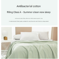 Blue Breathable Cotton Summer Quilt - Lightweight Cooling Blanket for Air-Conditioned Rooms thumbnail