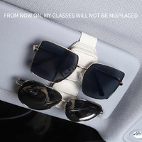 2 Pcs Black Magnetic Leather Car Sunglasses Clip – Dual-Use Multifunctional Card Holder, Premium Cowhide thumbnail