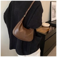 Brown Vintage PU Leather Shoulder Bag - Women's Simple and Stylish Tote Bag for Commuting and Casual Use thumbnail