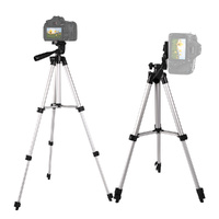 Black Aluminum Alloy Camera and Phone Tripod - Adjustable Lightweight Stand(Tripod + Small Live Broadcast Clip) thumbnail