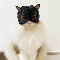 Size M Black And Red Stitching DIY 3D Printed Spider-Man Cat Mask - Mini Decorative Half-Face Mask for Pets thumbnail