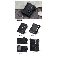 Black Genuine Leather Tri-Fold Wallet - Fashionable Multi-Card Men's and Women's Wallet thumbnail