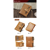 Brown Genuine Leather Tri-Fold Wallet - Fashionable Multi-Card Men's and Women's Wallet thumbnail