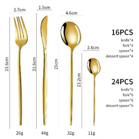 White And Gold Patchwork Colours 410 Stainless Steel 16-Piece Flatware Set - Elegant Dinnerware with Knife, Fork, Spoon for 4 People thumbnail