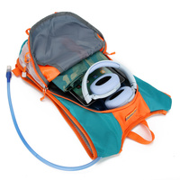Lake Blue and Orange Patchwork Style Lightweight Outdoor Cycling Backpack - Durable and Water-Resistant Oxford Fabric, Large Capacity Sports Hiking Ba thumbnail